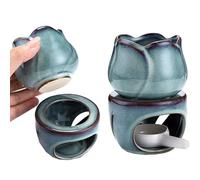 YouXiaor Céramique Brule Parfum Bruleur Bougie Brûleurs à Huile Essentielle Lampe Aromatique Diffuseur d'huile et de Cire pour Maison Chambre Yoga Bureau(Tulipes)