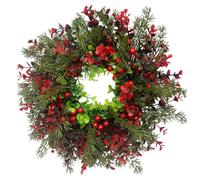 YouXiaor Couronne de Noël Décorative - Guirlande de Sapin Artificiel pour Porte - Décoration de l'Avent avec Baies