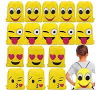 YouXiaor Lot de 20 sacs de gym pour anniversaire d'enfant - Sac de gym émoticône - Sacs cadeaux - Sacs de fête - Fournitures de fête - Pour sacs cadeaux, arts et artisanat