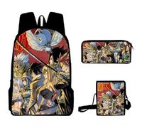 Youxy Anime Lucy Heartfilia Ensemble sac à dos 3 pièces Natsu Dragneel Cartable avec trousse à crayons Sac à bandoulière Fournitures scolaires pour garçons et filles, Type 5
