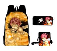 Youxy Anime Lucy Heartfilia Ensemble sac à dos 3 pièces Natsu Dragneel Cartable avec trousse à crayons Sac à bandoulière Fournitures scolaires pour garçons et filles, Type 12