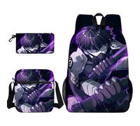 Youxy Kafka Hibino Lot de 3 sacs à dos avec sac à bandoulière et trousse à crayons Motif dessin animé 3D Pour filles et garçons, Type 2