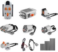 YOUY-25 Pièces Power Functions Motor Set,Science And Technology Power Motor Kit,1L/2M/1Servo Moteurs,Télécommande Batterie Boîte Rallonge Commutateur Récepteur Ensemble