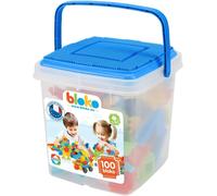 YOUY-Baril De Rangement De 100 Avec 1 Plaque De Jeu (Bleu) ¿ Dès 12 Mois ¿ Fabriqué En Europe ¿ Jouet De Construction 1Er Âge ¿ 503552
