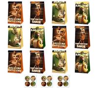 YOUYIKE 12 Sac Cadeau, Italian Brainrot Tungtung Sahur Papier Cadeau avec 12 DIY Autocollant, Mini Personnalisés Kraft Bonbons Chocolat Anniversaire Pochette Cadeau