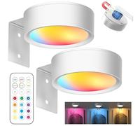 YOUYIKE 2 pièces Lampe Tableau Sans Fil, Lampes Magnétiques Avec Télécommande, 3 Couleurs de Lumière, Intensité Variable, Applique Murale Intérieure pour Cadre Photo, Mur, étagère, Images (Blanc)