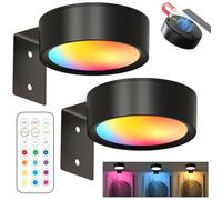 YOUYIKE 2 pièces Lampe Tableau Sans Fil, Lampes Magnétiques Avec Télécommande, 3 Couleurs de Lumière, Intensité Variable, Applique Murale Intérieure pour Cadre Photo, Mur, étagère, Images (Noir)
