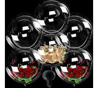 YOUYIKE 6 Pièces 36 Pouces Ballon Bobo, Ballons Transparents à Bulles, Ballons Géants Bobo Ballons Ronds, Réutilisables Ballon d'hélium, pour Décoration de Fête d Anniversaire de Mariage Noël(90 cm)