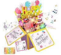 YOUYIKE Boîte Cadeau Pop-Up 3D, Carte d'anniversaire Musicale, Pop-up 3D Carte Anniversaire Avec Enveloppe, 0-9 Chiffres, Lumières LED et Bougies Soufflables, pour Femmes Hommes Filles Amis Mères
