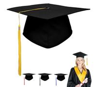 YOUYIKE Chapeau d'étudiant Bachelor, Ajustable Casquette de Graduation, Avec Pendentif pompon, Noir Toque étudiant Unisexe, Pour Université Collège l'obtention du Diplôme