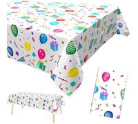 YOUYIKE Chemin de Table Anniversaire, 137 x 274 CM Happy Birthday Chemin de Table Anniversaire Nappe Anniversaire Fille, avec imprimé confettis de Ballons, pour Dîner de Fête d'anniversaire