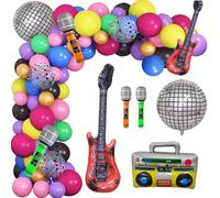 YOUYIKE Ensemble de Décorations de Fête Années 80 et 90, 85 PCS Disco Décoration Ballons, Discoballons en Aluminium, Hip Hop Thème Ballon, Rock Disco Thème Ballons, pour DiscoFête des Années 80 et 90