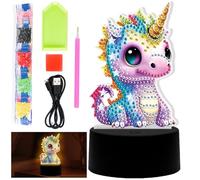 YOUYIKE Set de Diamond Painting Lampe, DIY Veilleuse Enfant Diamond Painting Lampe de Chevet, Kit Diamond Painting Créative, Cadeau D'anniversaire pour les filles à Partir de 6 à 12 ans (C)