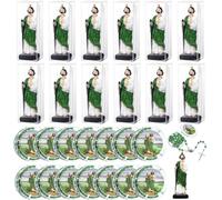 Youyole Lot de 24 statues religieuses de Saint Jude en résine avec chapelet parfumé, collier en forme de croix colorée, petite figurine de San Judas Tadeo pour croyants religieux, cadeaux, collection