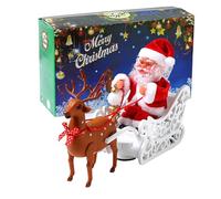 YouYuer Père Noël Électrique avec Rennes et Traîneau,Figurines de Père Noël avec Musique et Lumières,Pere Noel Automate Dansants avec Jingle Bell Rock pour Décorer Murs,Fenêtres,Jardin,Sapin de Noël