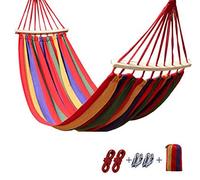 YOUZHI Hamac hamac en Maille de Toile hamac Double 300 x 150 cm, hamac pour Les Jardins de randonnée de Camping en Plein air, Portable et Respirant, supportant jusqu'à 300 kg,Rouge S