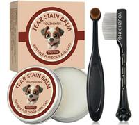 youzhixing Détachant lacrymal 3 en 1 pour chiens et chats, baume naturel 3 en 1 avec brosse professionnelle et peigne, kit de soin des yeux pour maltais, shih tzu, fourrure blanche (3 en 1)