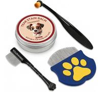 YOUZHIXING Kit détachant 4 en 1 pour chiens et chats, baume naturel pour les yeux, brosse d'application professionnelle, lot de 2 peignes de précision en acier inoxydable (4 en 1)