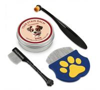 youzhixing Kit détachant pour chiens et chats - Baume pour les yeux naturel, brosse d'application professionnelle et lot de 2 peignes de précision en acier inoxydable (noir, 30 g) + brosse + 2 peignes