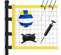 Yoving Filet de Volleyball Pliable de 9,5 m x 1 m, kit Complet avec poteaux en Acier, marquage de Terrain, Volleyball et Sac de Transport Gratuit, Lignes de Volleyball, h