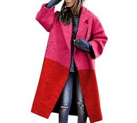 Yowablo 2023 Nouveau Manteau à à Manches Longues pour Femmes européennes et Automne Manteau Long en Laine imprimé Gilet Polaire Rouge (Red-a, XL)