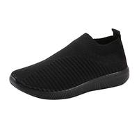 Yowablo Chaussures d'extérieur pour Femme - Maille décontractée - Semelles Confortables - Chaussures de Course à Pied, de Sport à Enfiler - Rouge - Noir, 43 EU