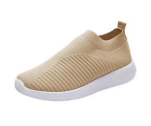 Yowablo Chaussures d'extérieur pour Femme - Maille décontractée - Semelles Confortables - Chaussures de Course à Pied, de Sport à Enfiler - Jaune - Kaki, 41 EU