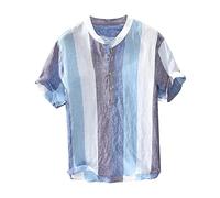 Yowablo Chemise décontractée à Manches Courtes en Lin pour Hommes avec Code Couleur Chemise Respirante à la Mode en Coton et Lin Pack T-Shirt pour Homme