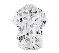 Yowablo Chemise Homme Mode Casual Imprimé Manches Courtes Bouton Col Rabattu (M,10blanc)