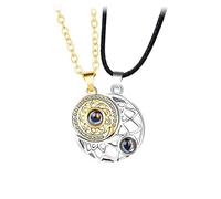 Yowablo Collier Couples Colliers Assortis Soleil Et Lune Pendentif Colliers Projection Avec 100 Langues Je T'aime Bijoux Cadeaux Pour La Saint Valentin Chaînes Bijoux Décor Cristaux