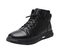 Yowablo Custom All Black Hight Top Synthetic PU Leather Sneakers Casual Shoes Manufacturer For Man Bottes Courtes Homme Avec Fourrure