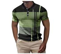 Yowablo Homme Printemps et été boutonné à Manches Courtes Haut à Carreaux Couleur Correspondant Rayure imprimé t-Shirt T-Shirts pour Hommes Manches Courtes