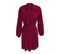 Yowablo Mesdames col en V Cravate à Manches Longues Couleur Unie Taille Robe Mode lâche Longue Robe Robe Noir Coupe Droite (Red, M)