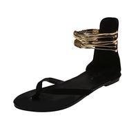 Yowablo Mode été femmes sandales string plat Style romain cheville anneau léger décontracté Tennis Chaussette