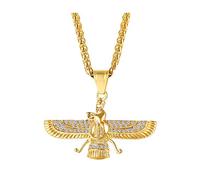 Yowablo Neckla TIZIKJ Homme Acier Inoxydable Farvahar Pendentif Persan De Colliers et Pendentifs Cadeaux Étui Bijoux