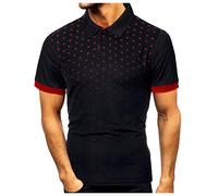 Yowablo Polo Homme Manche Courte Personnalité de la Mode Casual Slim Patchwork T-Shirt Top Blouse