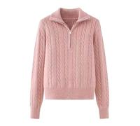 Yowablo Pull tricoté à Manches Longues et Demi-col Haut pour Femme, Pull décontracté, Coupe Ample, Demi-Fermeture éclair, Couleur Unie, Automne et Hiver Pulls Molletonnés Mignons pour Femmes Mode