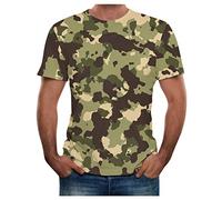 Yowablo T-Shirt Hommes Été Nouveau Full 3D Imprimé Plus La Taille S-3XL Cool Impression Top Blouse (L,7 Vert)