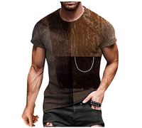 Yowablo Top T-Shirt Hommes D'été Décontracté Imprimé 3D Chemisier À Col Rond À Manches Courtes