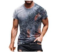 Yowablo Top T-Shirt Hommes D'été Décontracté Imprimé 3D Chemisier À Col Rond À Manches Courtes (XL,4grise)