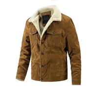 Yowablo Veste d'hiver rembourrée à boutons pour hommes, grande taille, manches longues, épaisse, rétro, veste en velours côtelé Ceinture Musculation Homme Bras (Brown, XL)