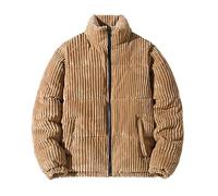 Yowablo Veste d'hiver rembourrée en velours côtelé pour homme, grande taille, fermeture éclair, manches longues, épaisse, Vintage Blouson De Ski Homme Grande Taille (Coffee, XXXL)