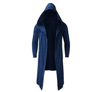 Yowablo Veste Hommes Style Foncé Long Cardigan Manteau Manteau Pull À Capuche (XXL,Bleu)