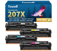 Yowell 207X 207A MFP M283fdw Toner compatible avec HP 207X Multipack pour HP Color LaserJet Pro MFP M283fdw Toner pour M255dw M282nw M283fdn M255nw M283 M282 M255 W2210A W2210X W2221 1 W2212X W2213X