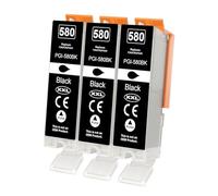 Yowell 3X PGI-580 PGBK Cartouches Compatible avec Canon PGI580 580XL Noir
