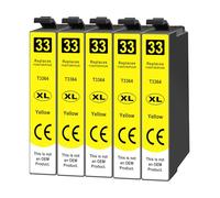 Yowell 5X 33XL Cartouches d'encre Compatibles avec 33XL Jaune pour Expression Premium XP-530 XP-540 XP-7100 XP-900 XP-630 XP-635