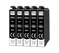 Yowell 5X Cartouches d'encre Compatibles avec Epson T0711 T0715 Noir