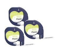 Yowell Label Tape Lot de 3 rubans d'étiquettes compatibles avec Dymo Letratag 12 mm x 4 m Compatible avec Dymo Letratag 200B LT-100H XR LT-100T Noir sur blanc