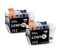 Yowell LC421 421XL Noir Cartouches d'encre Compatible pour Brother LC421 LC421XL VAL Multipack pour Brother DCP-J1050DW MFC-J1010DW DCP-J1140DW DCP-J1800DW (2 Noir)