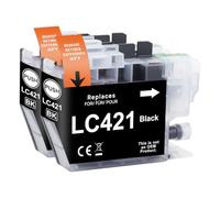 Yowell LC421 Lot de 2 cartouches d'encre noires compatibles avec Brother LC421 pour Brother DCP-J1050DW DCP-J1140DW MFC-J1010DW